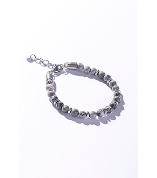 Сребриста дамска гривна със сив аспис снимка