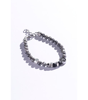 Дамска сребриста гривна със сив яспис снимка