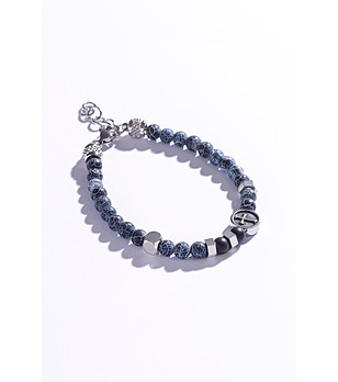 Дамска сребриста гривна с напукан ахат снимка