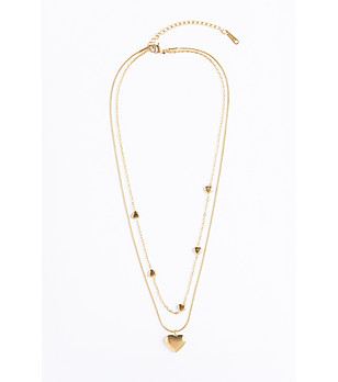 Позлатено дамско колие със сърца Malan снимка