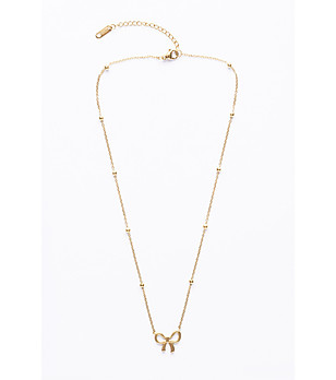 Позлатено дамско колие с панделка Adelina снимка