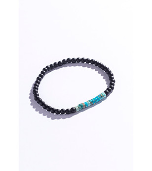 Черна унисекс гривна с тюркоаз снимка