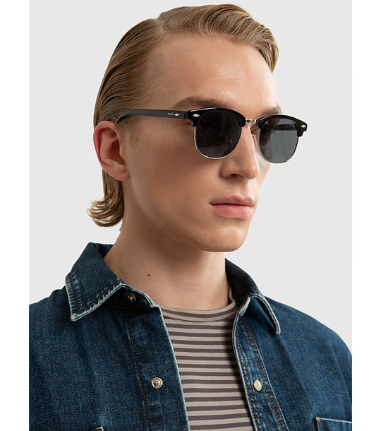 Унисекс слънчеви очила в черно и сребристо Kolen снимка