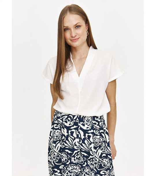 Дамска блуза в екрю с къс ръкав снимка