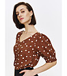 Кафява дамска блуза на бели точки-2 снимка