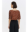 Кафява дамска блуза на бели точки-3 снимка