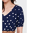 Тъмносиня дамска блуза на бели точки-2 снимка