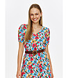Многоцветна рокля с флорален принт -4 снимка