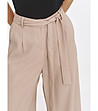 Бежов дамски широк панталон-3 снимка