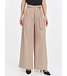 Бежов дамски широк панталон-4 снимка