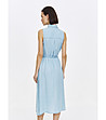 Лятна светлосиня рокля без ръкави от тънък деним-1 снимка