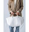 Голяма бяла дамска чанта-4 снимка