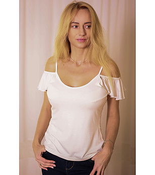 Дамска блуза в екрю с голи рамене Vera снимка