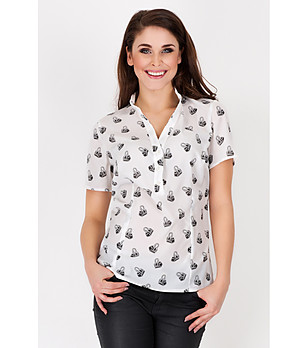 Дамска блуза в екрю с принт Kalona снимка