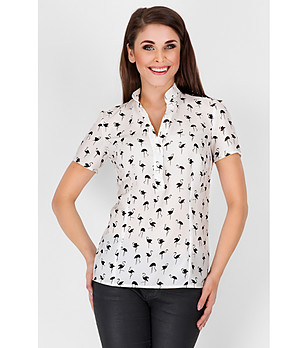 Дамска блуза в екрю с принт Kalona снимка