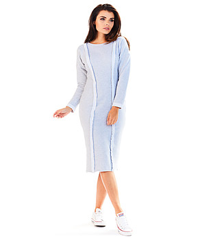 Памучна рокля в сиво Arline снимка