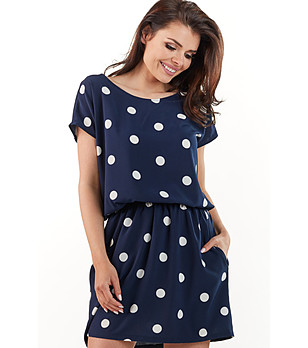 Тъмносиня рокля на бели точки Nova снимка