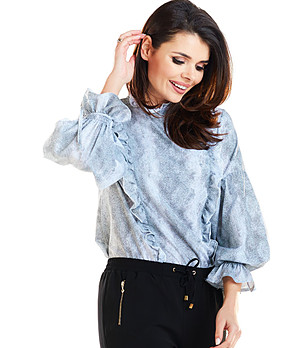 Дамска блуза в сиви нюанси с къдрички Gladis снимка