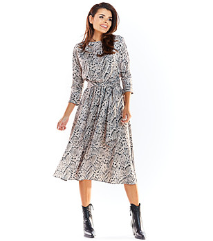 Сива рокля със змийски принт Elsie снимка