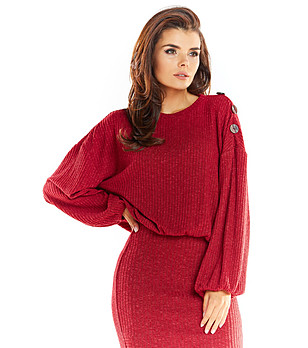 Пуловер Ewa в червен нюанс снимка