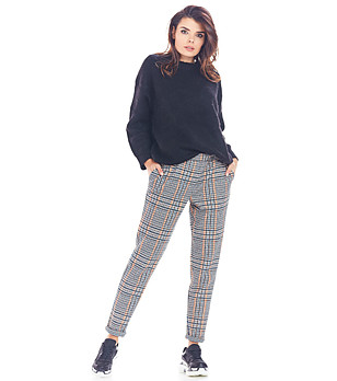 Тъмносин дамски панталон на каре Ivy снимка