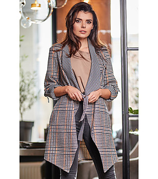 Дамска жилетка в тъмносиньо на каре Eleonore снимка