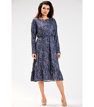 Рокля в тъмносиньо с пейсли принт Lizette снимка