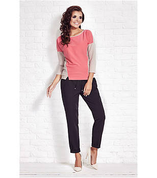 Дамска блуза в розово и бежово Lara снимка