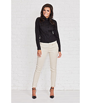 Черна памучна дамска риза Carmen снимка