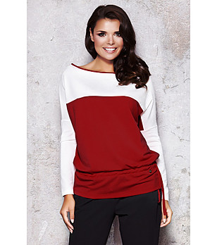 Дамска блуза в бордо и бяло Galiarda снимка