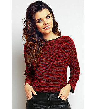 Дамска блуза в меланж на червено и черно Werona снимка