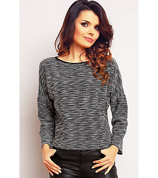 Дамска блуза в меланж на сиво и черно Werona снимка