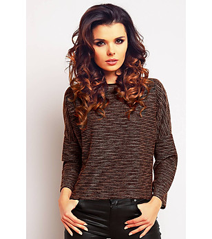 Дамска блуза в меланж на бежово и черно Werona снимка