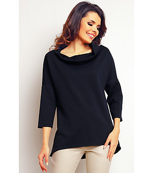 Дамска асиметрична блуза в тъмносиньо Abra снимка