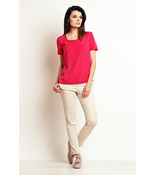 Дамска блуза в розово с джоб Elisia снимка