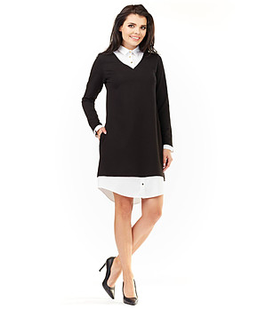 Рокля в черно и бяло с памук снимка