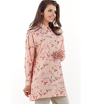 Розова дамска риза с флорален принт Odilia снимка