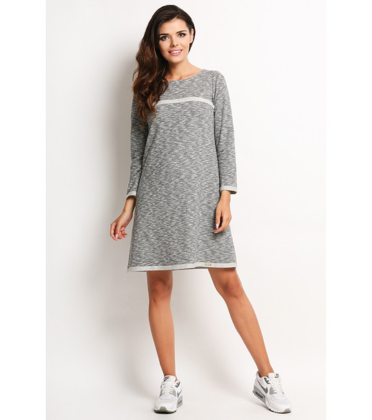 Памучна рокля в меланж на сиво Lala снимка