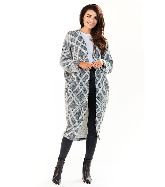 Сива дълга жилетка на ромбове Kira снимка