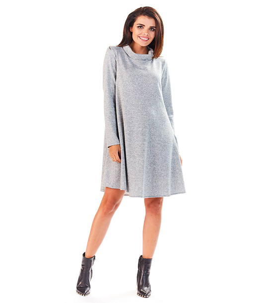 Рокля в сив меланж с шал яка Althea снимка