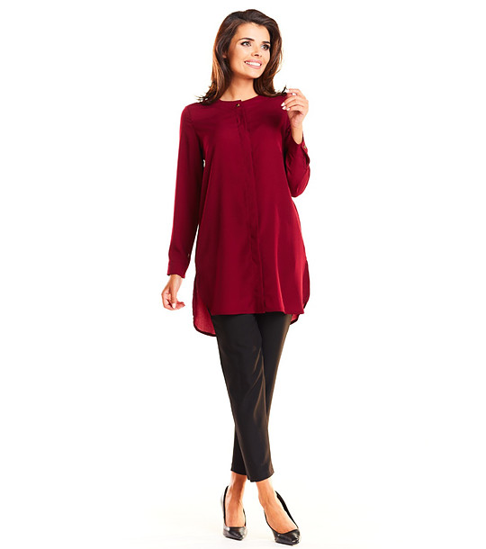 Дълга дамска риза в бордо Ewa снимка