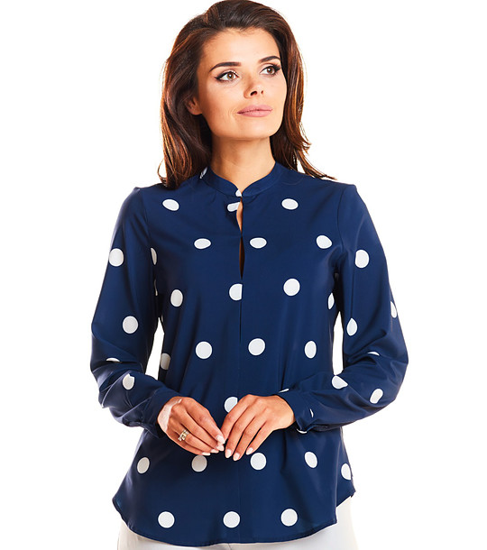 Тъмносиня дамска блуза на бели точки Aria снимка