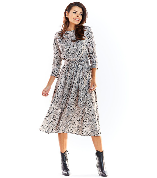 Сива рокля със змийски принт Elsie снимка