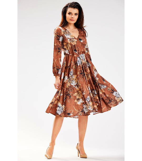 Кафява рокля с принт Veronique снимка