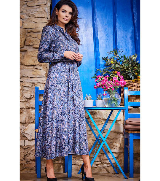 Синя рокля с пейсли принт Selesta снимка