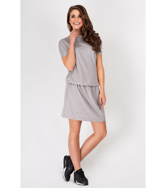 Рокля в сив меланж с гол гръб Polina снимка