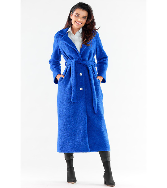 Дълго синьо дамско палто Greta снимка