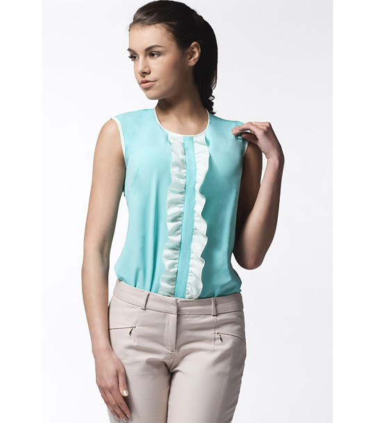 Топ в цвят мента с къдрички в екрю Lena снимка