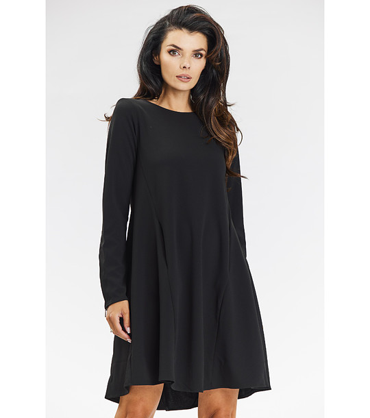 Черна рокля с ципове при ръкавите Diana снимка