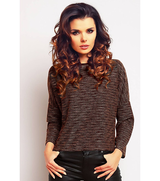 Дамска блуза в меланж на бежово и черно Werona снимка